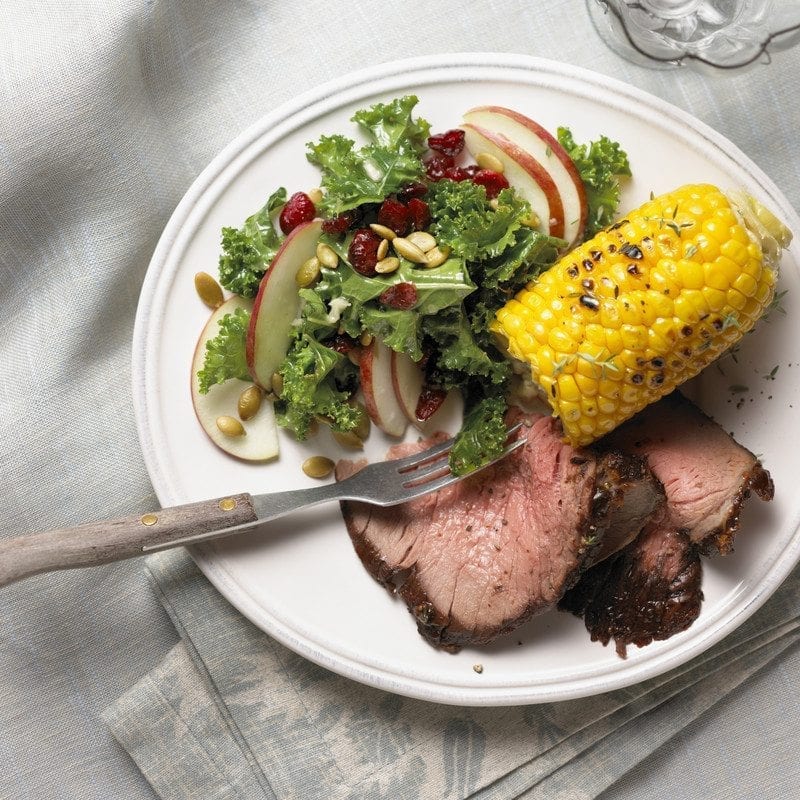 Canadian-Beef-Beer-Soaked-Beef-Rotisserie-Roast-with-Skillet-Corn-Kale-Salad