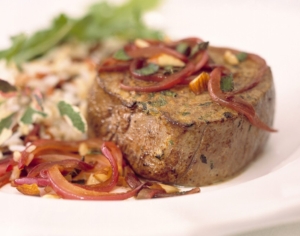 Canadian-Beef-Mustard-Beef-Medallions-with-Sage-Onion-Compote