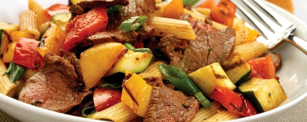 Canadian-Beef-Spicy-Beef-with-Grilled-Mediterranean-Vegetables-and-Penne