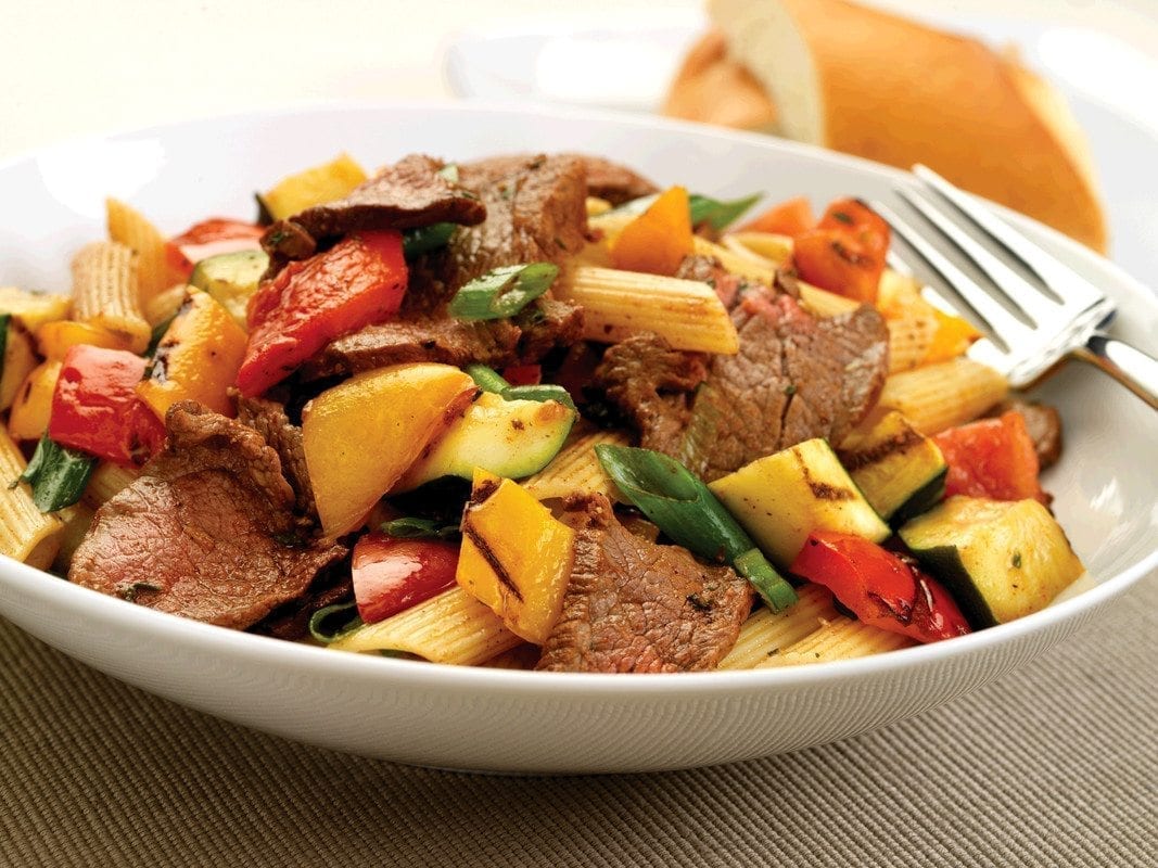 Canadian-Beef-Spicy-Beef-with-Grilled-Mediterranean-Vegetables-and-Penne
