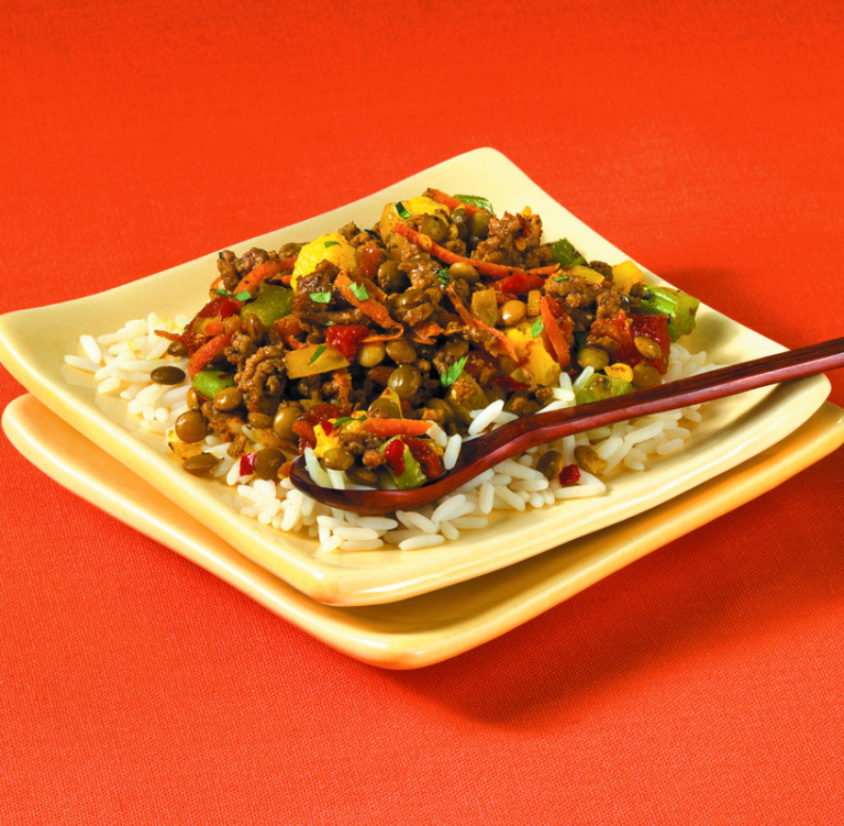 Boeuf au cari avec lentilles