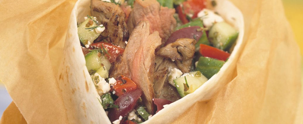 Canadian-Beef-Greek-Steak-Salad-Wrap
