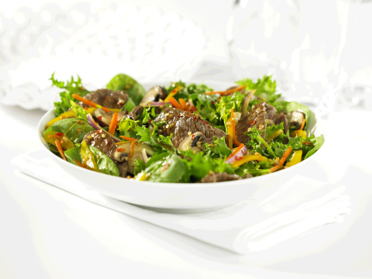 Salade tiède au boeuf et à l&rsquo;orange