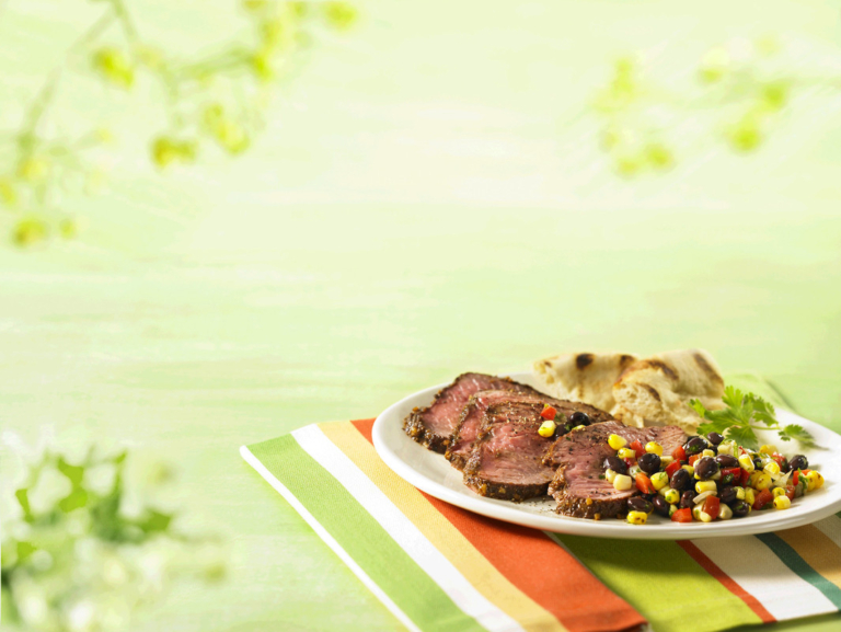 Triangle de bas de surlonge carne asada et Salsa au maïs frais